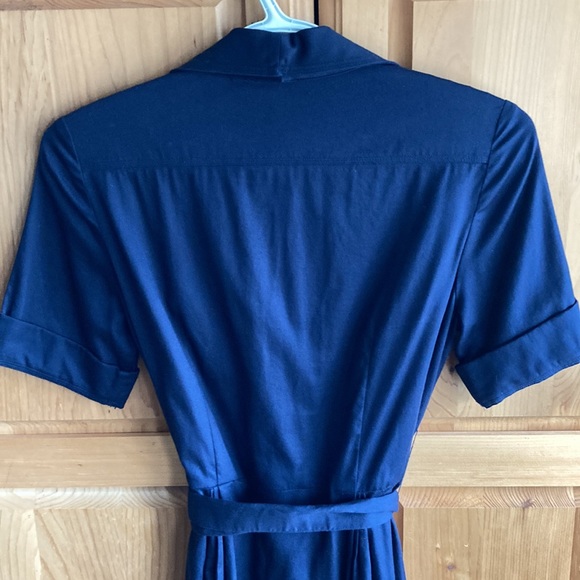Jacob Navy Blue Belted Short Sleeve Shirt Dress - Picture 6 of 8
